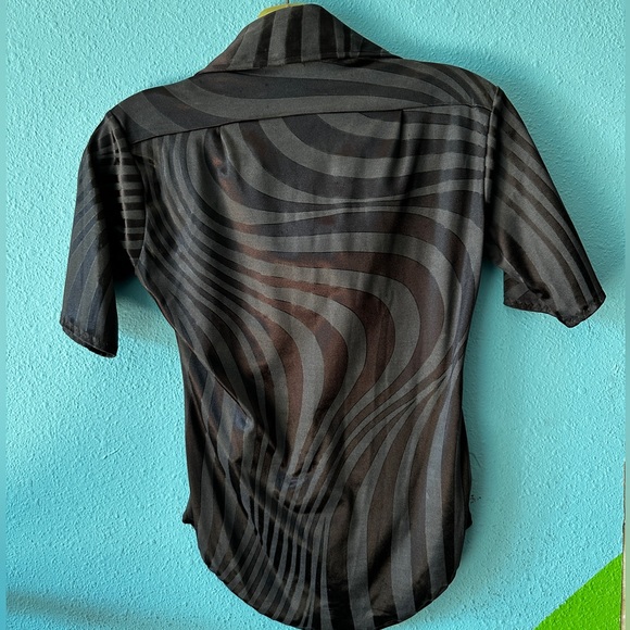 Original 80s 90s Patricial Field NYC snap front zebra striped shirt S - Picture 3 of 7